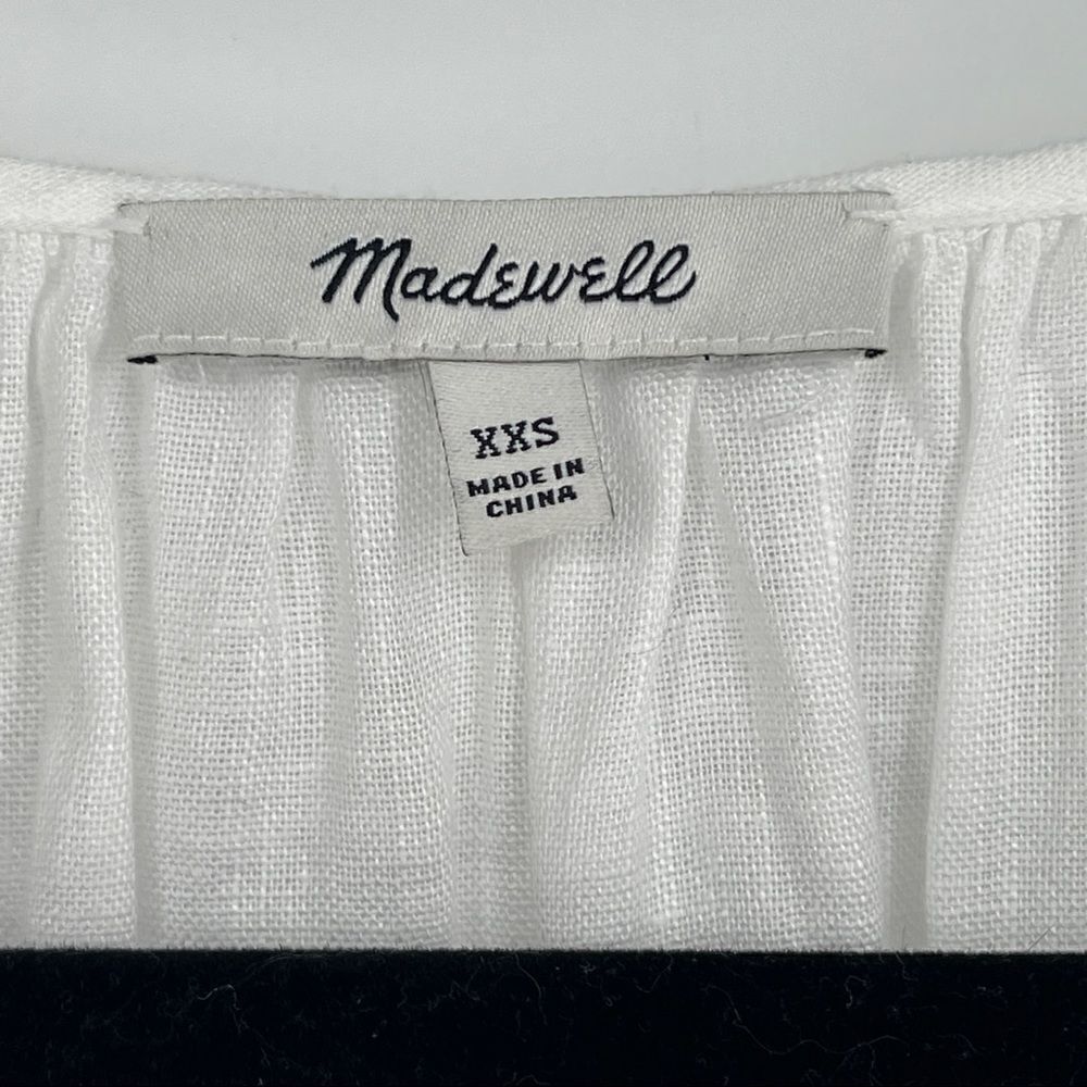 Madewell Embroidered Linen-Blend Raglan Ruffle Mini Dress - Picture 6 of 8
